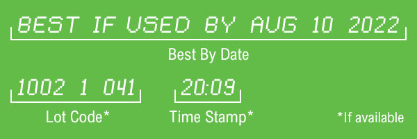 barcode on green background with last five digits highlighted
