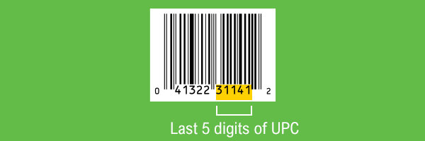 barcode on green background with last five digits highlighted