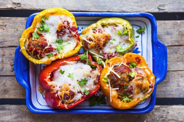 Cheesy Meatball-Stuffed Peppers