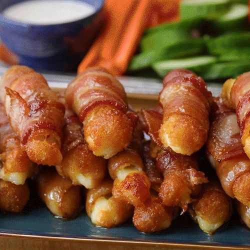 Tasty Sweet and Spicy Bacon Wrapped Mozzarella Sticks