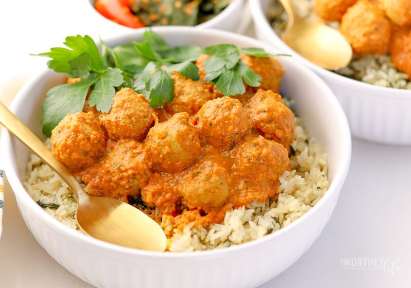 Curry Meatballs and Spanish Rice Recipe