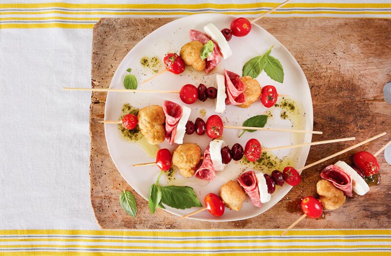 Breaded Mushroom Charcuterie Skewers