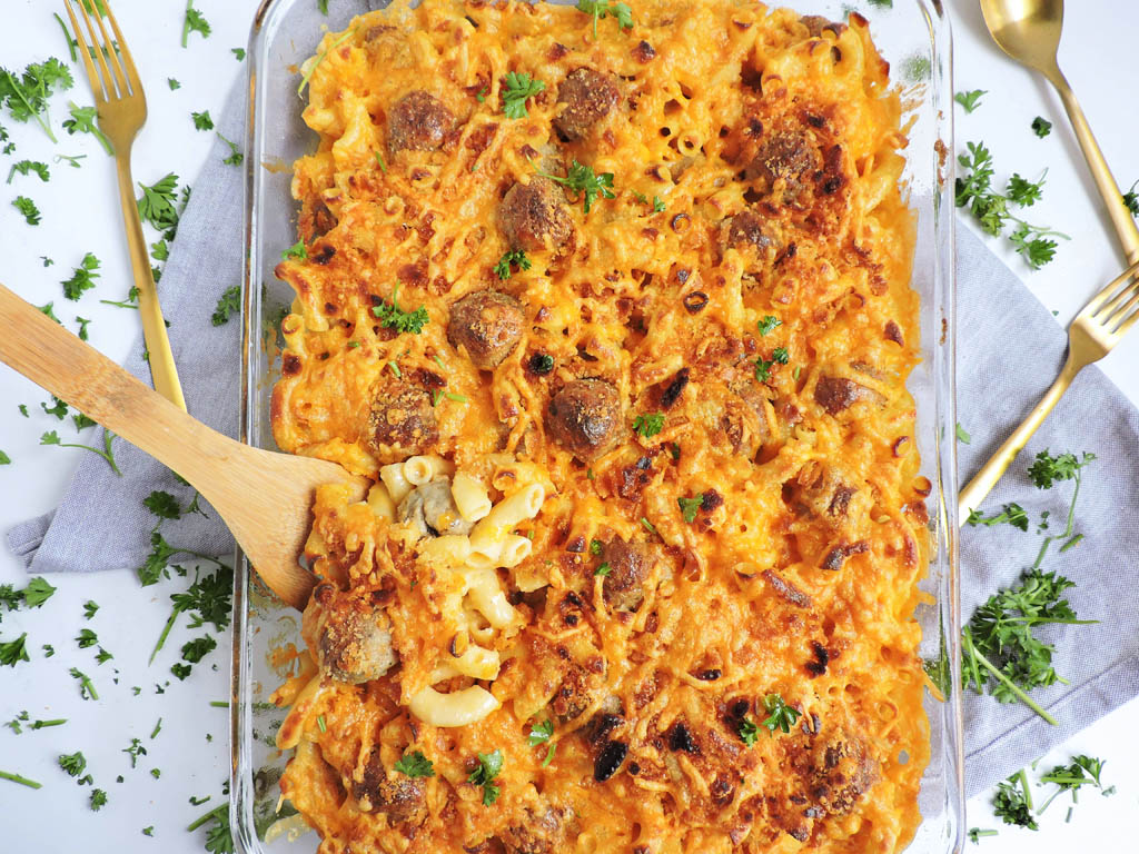 Savory Cheesy Meatball Mac & Cheese