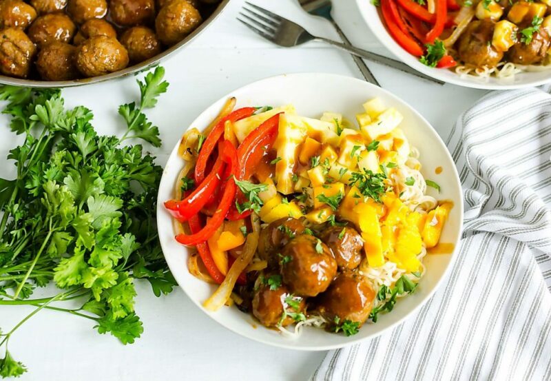 Hawaiian Meatball Noodle Bowl