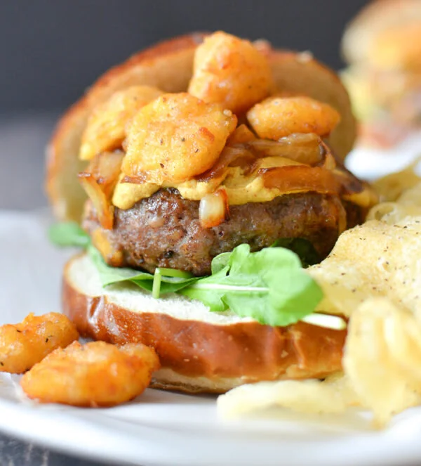 Wisconsin-Brat-Cheese-Curd-Burger