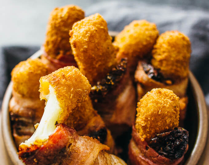 Easy Bacon-Wrapped Fried Mozzarella Sticks Recipe