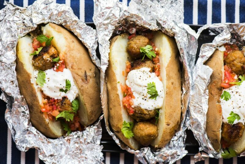 Meatball-Stuffed Baked Potato