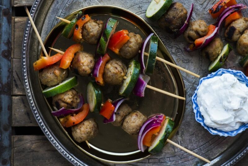 Grilled Greek Meatball Kebabs Recipe