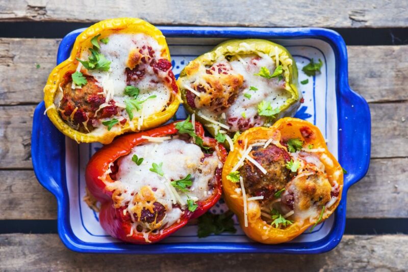 Cheesy Meatball-Stuffed Peppers