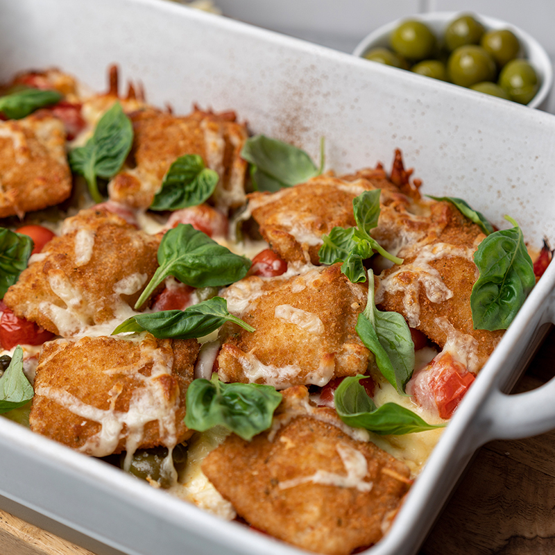 Toasted Ravioli with Baked Feta