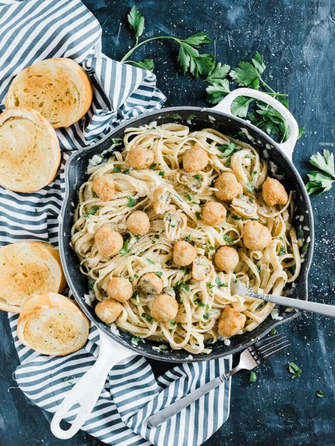 Breaded Mushroom Fettuccine Alfredo Recipe | Farm Rich