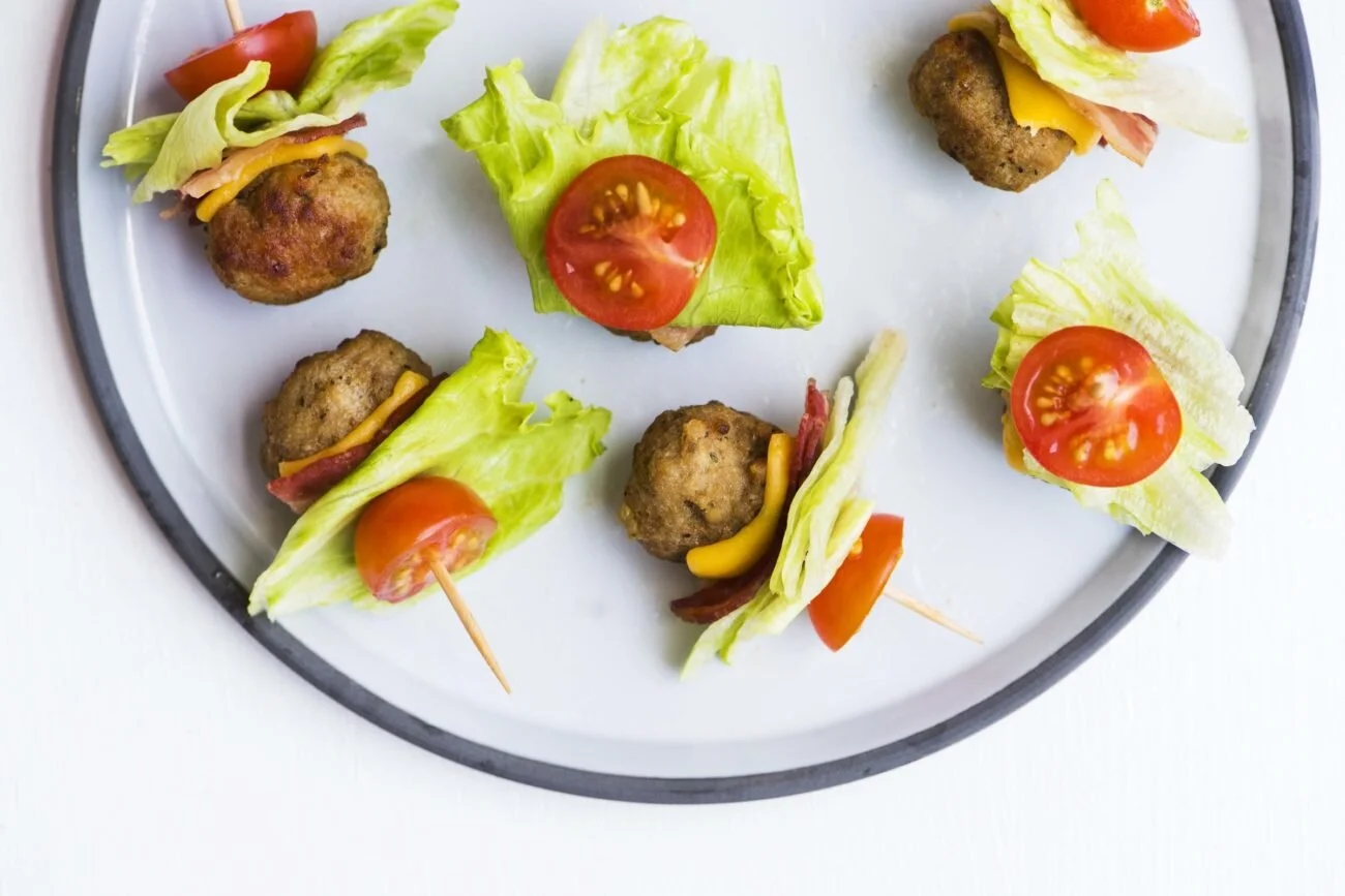 Bacon Cheeseburger Meatball Bites Appetizer Recipe | Farm Rich